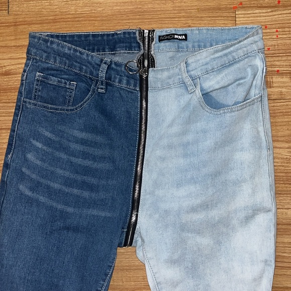 Fashion Nova two tone Skinny jeans full zip fly sz Medium - Picture 5 of 6